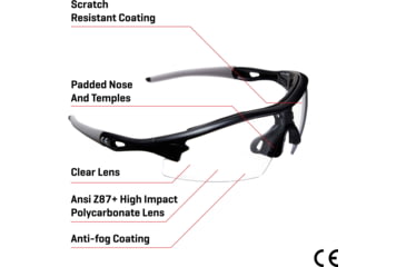 Image of Allen Aspect Shooting Safety Glasses, Black/Gray Frame, Clear Lenses, One Size, 2380