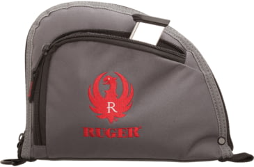 Image of Allen Auto-Fit 1-Pocket Ruger Handgun Case Measures 9.5x7.25 Inches Gray With Red Logo