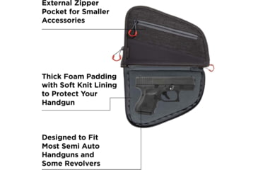Image of Allen Auto-Fit 2.0 Handgun Case, Heather Gray/Red, 10.5 in x 7.25 in, 7748