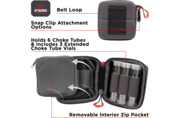 Image of Allen Competitor Choke Tube Molded Case, 3 Extended Vials, Heather Gray/Red, 4.5 in x 4.5 in x 3.5 in, 8316