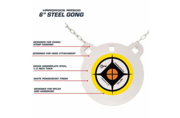 Image of Allen EZ Aim 6-inch Hardrock AR500 Steel Gong Shooting Target, .50in Thickness, White/Yellow/Black, 15597