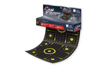 Image of Allen EZ-Aim Pull-N-Shoot Splash Paper Sight In Grid Target Roll, 8 Pieces Per Pack, Yellow/Black, 12x12in, 15257