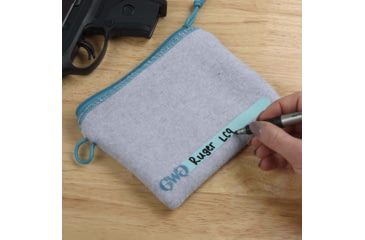 Image of Allen Girls With Guns Lockable Handgun Storage Pouch, Compact, 5-Inch to 7-Inch Handguns, Gray/Blue, 9073