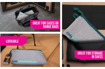 Image of Allen Girls With Guns Lockable Handgun Storage Pouch, Compact, 5-Inch to 7-Inch Handguns, Gray/Blue, 9073