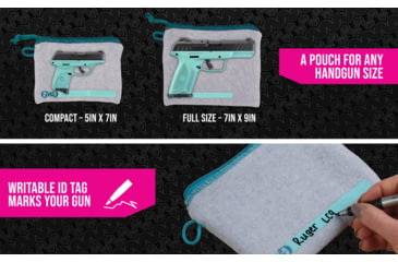 Image of Allen Girls With Guns Lockable Handgun Storage Pouch, Compact, 5-Inch to 7-Inch Handguns, Gray/Blue, 9073