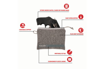 Image of Allen Lockable Handgun Storage Pouch, Compact Size Handgun, 5 x 7in, Gray, 3625
