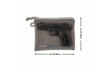 Image of Allen Lockable Handgun Storage Pouch, Full Size Handgun, 7 x 9in, Gray, 3627