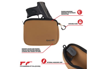 Image of Allen Neoprene Pistol Pouch, Compact Handguns up to 7in, FDE, 3636