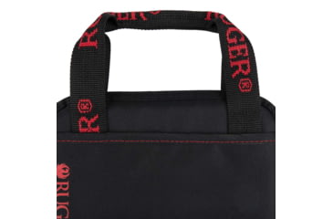 Image of Allen Ruger Polyester Pistol Tote w/Lockable Zipper and D-ring for Semi-Auto Handguns and Revolvers, Pocket, , 11in Long , Webbed Handles, Soft Lining, Foam Padding, Black, 3645
