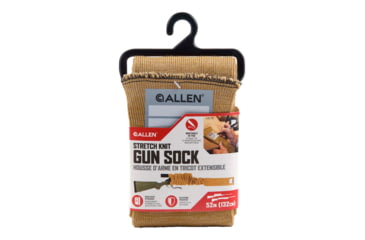 Image of Allen Stretch Knit Gun Sock w/Writeable ID Label for Rifles with Scopes and Shotguns, Silicone Treated, Coyote, 52 in, 13172