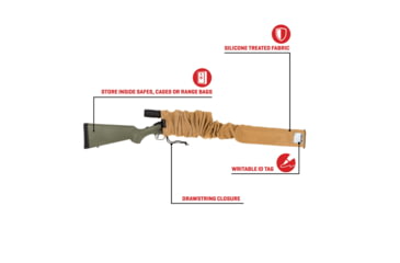 Image of Allen Stretch Knit Gun Sock w/Writeable ID Label for Rifles with Scopes and Shotguns, Silicone Treated, Coyote, 52 in, 13172