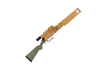 Image of Allen Stretch Knit Gun Sock w/Writeable ID Label for Rifles with Scopes and Shotguns, Silicone Treated, Coyote, 52 in, 13172