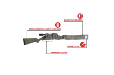 Image of Allen Stretch Knit Gun Sock w/Writeable ID Label for Rifles with Scopes and Shotguns, Silicone Treated, Gray, 52 in, 13167