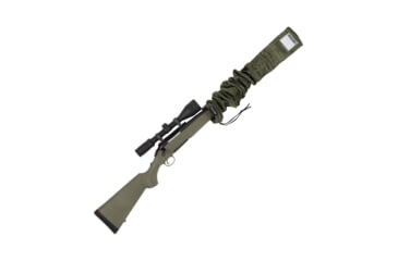 Image of Allen Stretch Knit Gun Sock w/Writeable ID Label for Rifles with Scopes and Shotguns, Silicone Treated, Green, 52 in, 13171