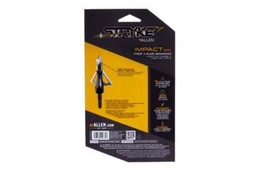 Image of Allen Stryke Impact Fixed Blade Broadhead, 3 Pack, Black, 100 Grain, 14635