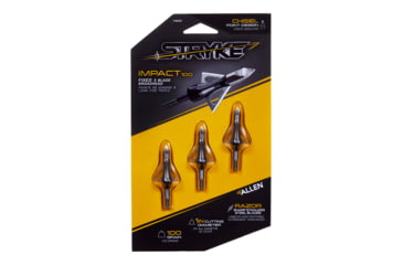 Image of Allen Stryke Impact Fixed Blade Broadhead, 3 Pack, Black, 100 Grain, 14635