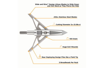 Image of Allen Stryke Vapor Rear Deploying 2 Blade Broadhead, 100-Grain, 3-Pack, 14786