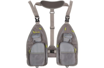 Image of Allen Ultra-Light Gallatin Strap Fly Fishing Vest, Fits up to 4 Tackle/Fly Boxes, 14 Accessory Pockets, Gray/Lime, 6370
