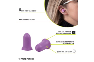 Image of Allen ULTRX Tapered Foam Ear Plugs, 15-Pairs, Purple, 4134