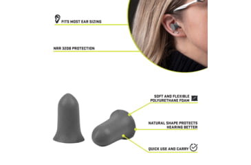 Image of Allen ULTRX Tapered Foam Ear Plugs, 25-Pairs, Gray, 4132