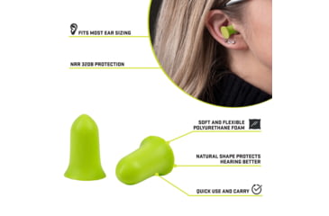Image of Allen ULTRX Tapered Foam Ear Plugs, 6-Pairs, Lime, 4136