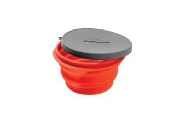 Image of Alpine Mountain Gear Small Collapsible Silicone Container with Lid and Eyelet for hanging, Red, AMGCSB-S