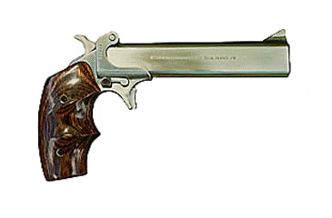Image of American Derringer Model-6 Pistol, .22 Winchester Magnum Rimfire, 6in barrel, stainless steel frame, rosewood, walnut, black grip, 2-barrel, blade front, 2 round magazine, ADM6-.22 WR MGR-6-1-FRRMPG