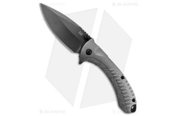 Image of American Buffalo Knife Elite Gray Protector Folding Knife, 3.50in, D2, Drop Point Blade, Aluminum Gray Handle, Black/Gray, 7.50in, BHQ-79270