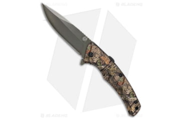 Image of American Buffalo Knife Sidewinder Spring Assisted Opening Folding Knife, 3.50in, 8Cr13MoV Stainless Steel, Drop Point Blade, G10 Mossy Oak Break Handle, Camo/Black, 7.75in, BHQ-96370