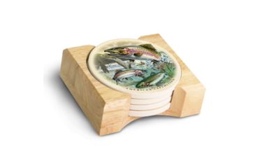 Image of American Expedition Stone Coaster Set, Rainbow Trout Collage 4011963