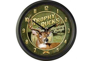 Image of American Expedition Vintage Clock With Trophy Bucks Hunting Lodge 4010735