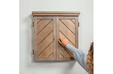 Image of American Legend Charleston Bristle Dartboard Cabinet Set, Wood grain, D4401W