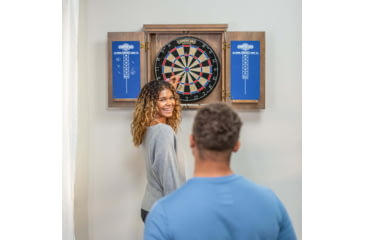 Image of American Legend Charleston Bristle Dartboard Cabinet Set, Wood grain, D4401W
