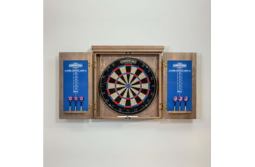 Image of American Legend Charleston Bristle Dartboard Cabinet Set, Wood grain, D4401W