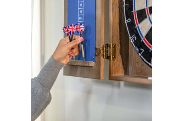 Image of American Legend Charleston Bristle Dartboard Cabinet Set, Wood grain, D4401W