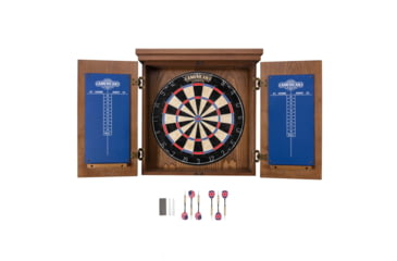 Image of American Legend Charleston Bristle Dartboard Cabinet Set, Wood grain, D4401W