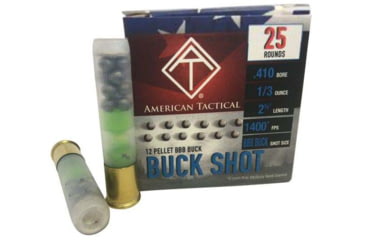 Image of American Tactical Imports ATI Buckshot Load Case Lot .410 Gauge 12 Pellet 2.5in Shotgun Buckshot Ammo, 250 Rounds, ATIAC410BBBC