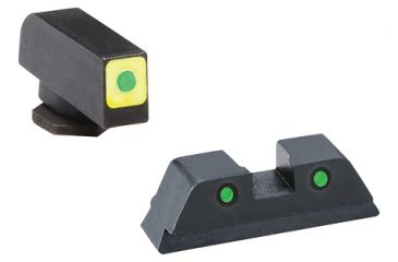 Image of Ameriglo CAP LE Tritium Sight Set Glock 42/43 Green Front With Luminescent Green Square Outline Green Rear Horizontal Line