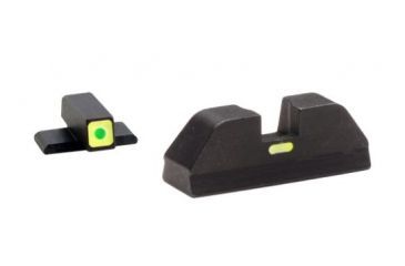 Image of Ameriglo Cap Sight for Bersa BP9,40,380,Green Tritium Lime Green Lumi Square Outline Front,Yellow Lumi Line Non Tritium Rear BS-614