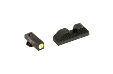 Image of Ameriglo Glock 17-19-22-23-24-26-27-33-34-35-37-38-39 Protector Sight w/ Front Serrated Round Notch Rear, Green Tritium LimeGreenLumi Outline Front Black Re, AMGGL-354