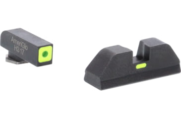 Image of AmeriGlo Glock Gen 5 Cap Tritium Pistol Sight Sets, Green Tritium Lamp LumiGreen Square Outline FRONT, LumiGreen Line non Tritium REAR, GL-5614