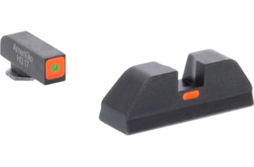 Image of AmeriGlo Glock Gen 5 Cap Tritium Pistol Sight Sets, Green Tritium Lamp Orange Square Outline FRONT, Orange Line non Tritium REAR, GL-5616