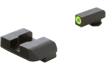 Image of AmeriGlo Glock Protector Tritium Pistol Sight Sets, Green tritium lamp LumiGreen Outline FRONT, Black serrated REAR, GL-703