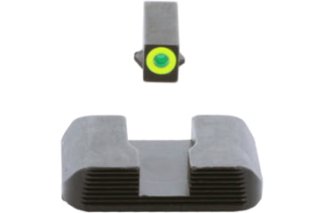 Image of AmeriGlo Glock Protector Tritium Pistol Sight Sets, Green tritium lamp LumiGreen Outline FRONT, Black serrated REAR, GL-703