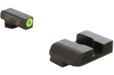 Image of AmeriGlo Glock Protector Tritium Pistol Sight Sets, Green tritium lamp LumiGreen Outline FRONT, Black serrated REAR, GL-703