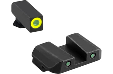 Image of AmeriGlo Glock Spartan Operator Tritium Pistol Sight Set, Green Tritium Lamp LumiGreen Outline FRONT, Green Tritium Lamp Black Outline REAR, GL-550