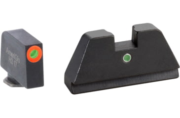 Image of AmeriGlo Glock Tritium Night Sight Suppressor/Optics Height Sight, Green tritium Lamp Orange outline front, Single green tritium dot rear .315in F .394in R, XL, up to 0.284in DH, GL-291
