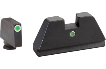 Image of AmeriGlo Glock Tritium Night Sight Suppressor/Optics Height Sight, Green tritium Lamp White outline front, Single green tritium dot rear .315in F .394in R, XL, up to 0.284in DH, GL-191