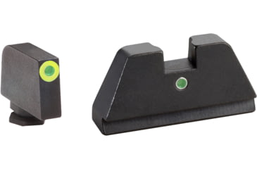 Image of AmeriGlo Glock Tritium Night Sight Suppressor/Optics Height Sight, XL Tall Green tritium Lamp LumiGreen outline front, Single green tritium dot rear .315in F .394in R, XL, up to 0.284in DH, GL-391
