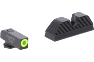 Image of AmeriGlo Green Tritium Lamp, LimeLumi Outline FRONT, Black Serrated U notch REAR, All Gen, 20,21,29,30,31,32,36,40,41, GL-356